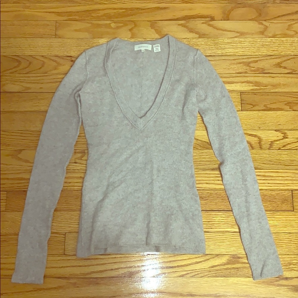 Inhabit Slim Fit Cashmere Deep V Sweater